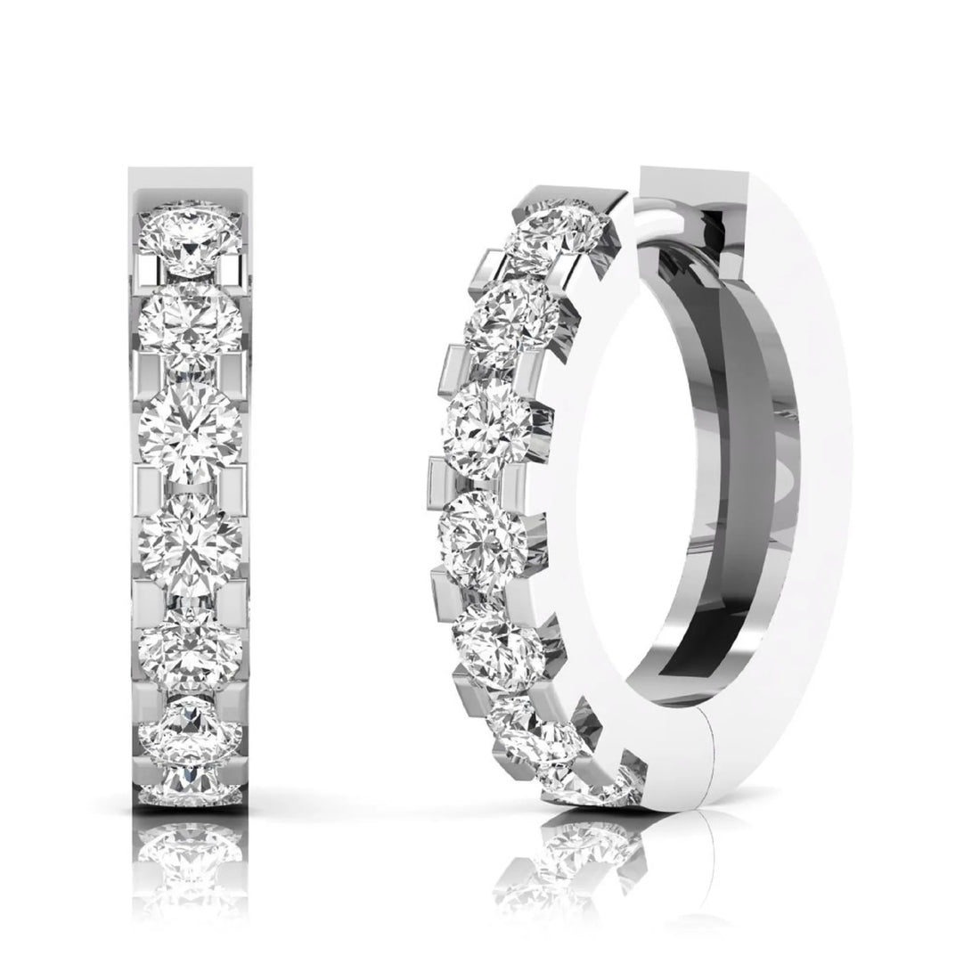 OctaPearl Round Prong Set Lab Grown Diamond Hoop Earrings