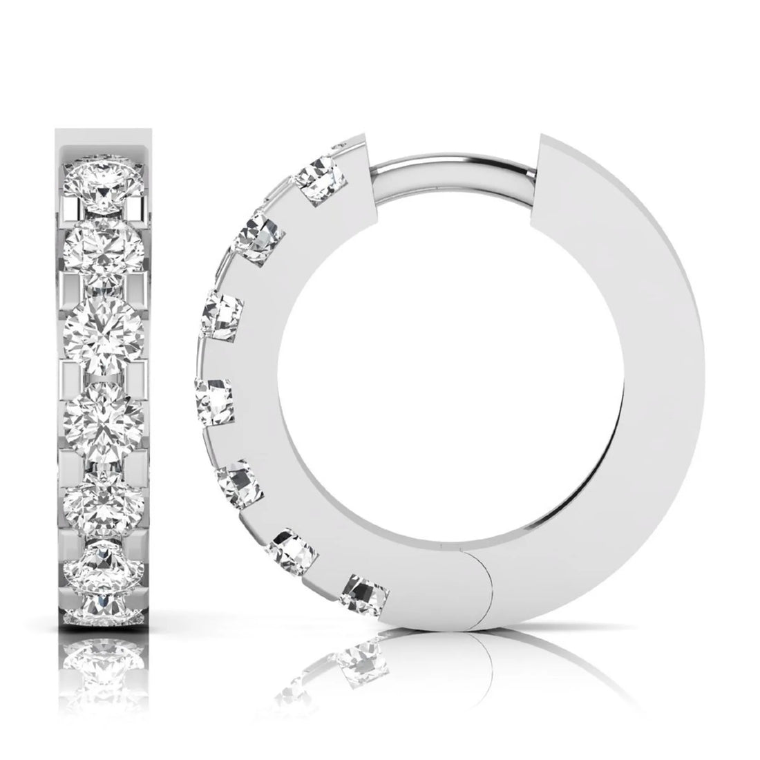OctaPearl Round Prong Set Lab Grown Diamond Hoop Earrings