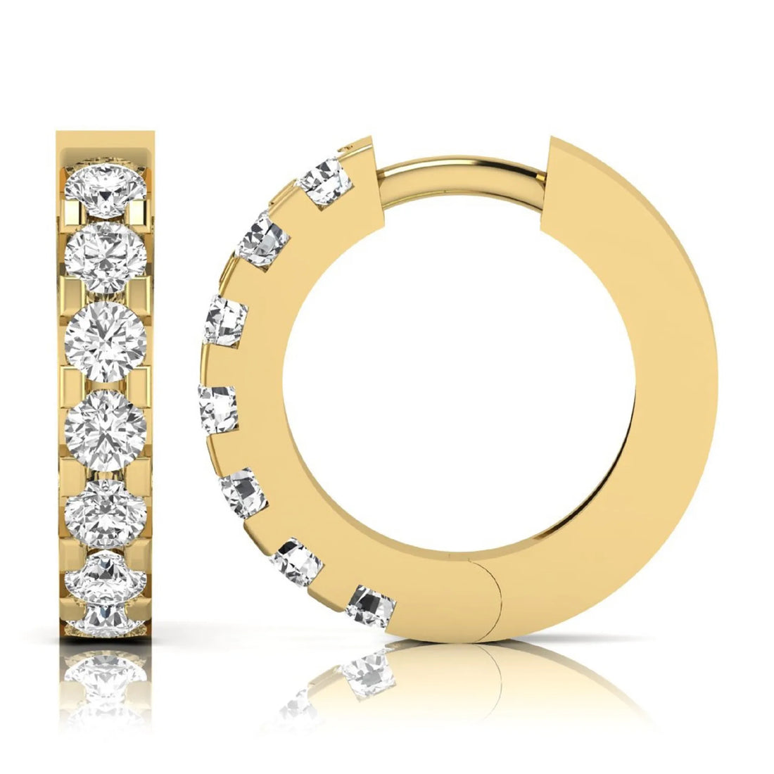 OctaPearl Round Prong Set Lab Grown Diamond Hoop Earrings