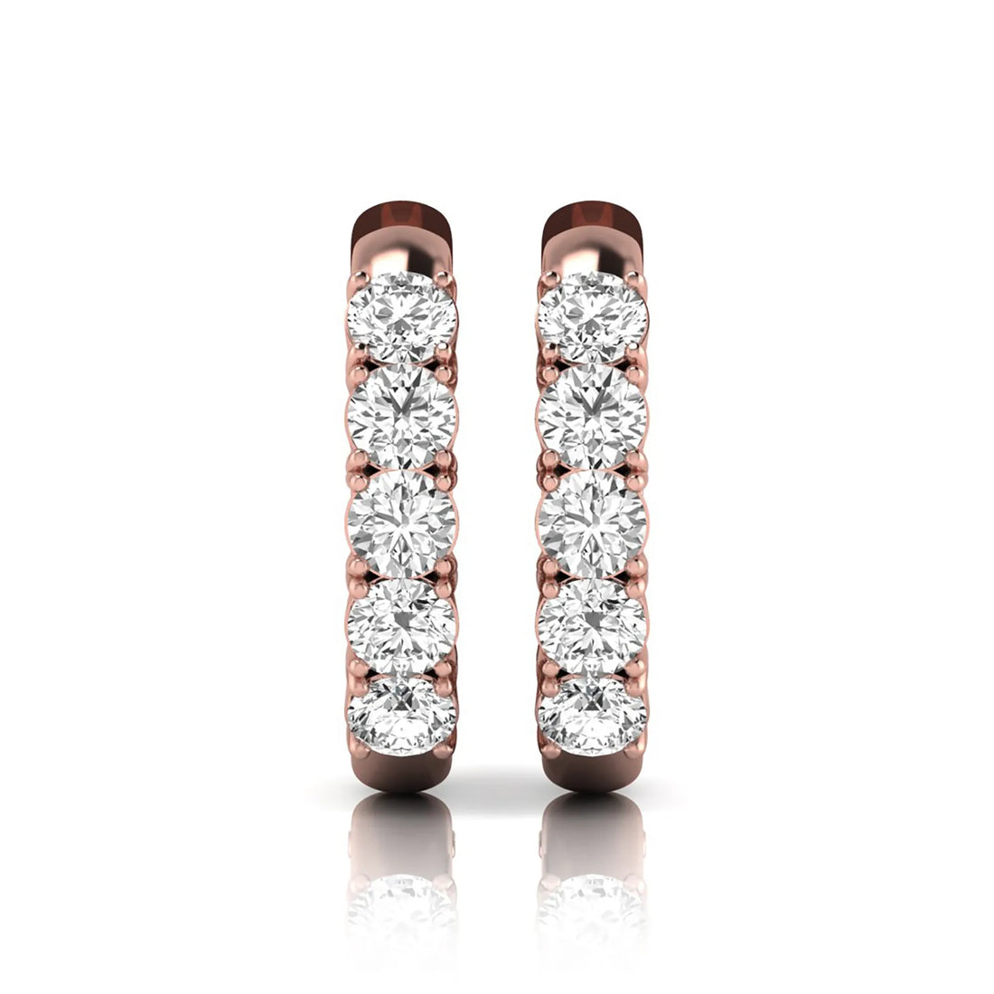 OctaPearl Round Prong Set Lab Grown Diamond Huggie Hoop Earrings