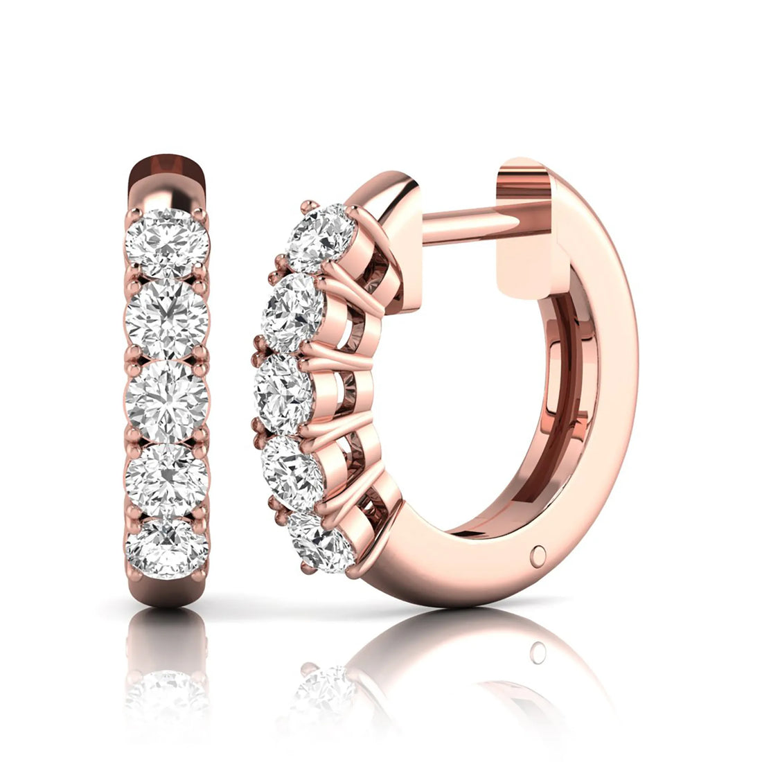 OctaPearl Round Prong Set Lab Grown Diamond Huggie Hoop Earrings