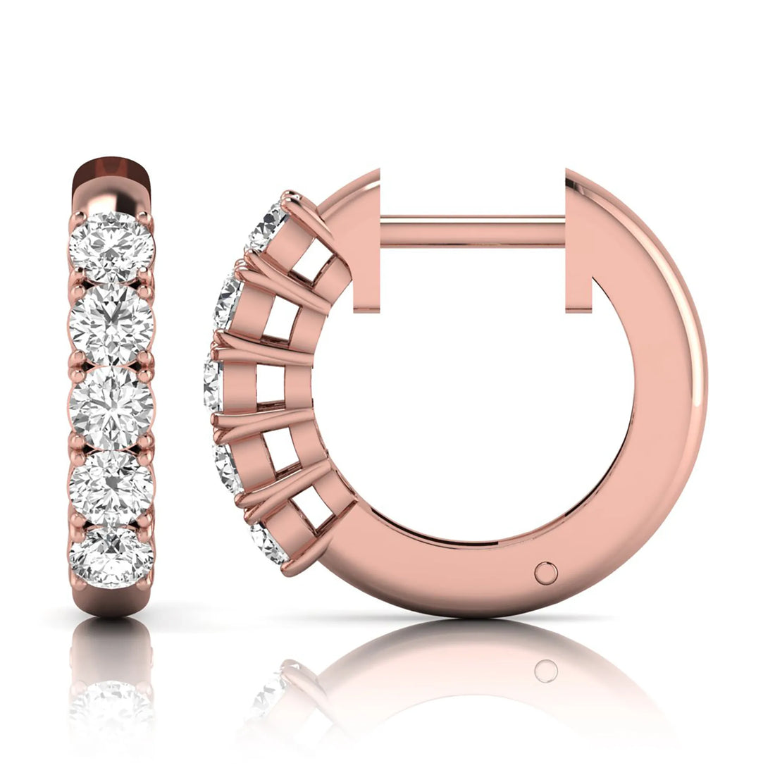 OctaPearl Round Prong Set Lab Grown Diamond Huggie Hoop Earrings