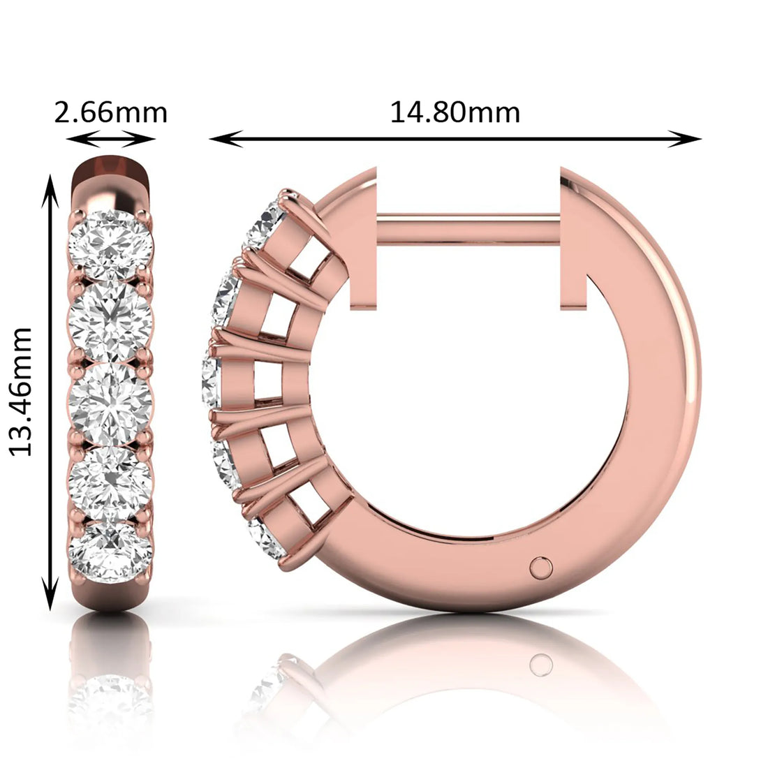 OctaPearl Round Prong Set Lab Grown Diamond Huggie Hoop Earrings