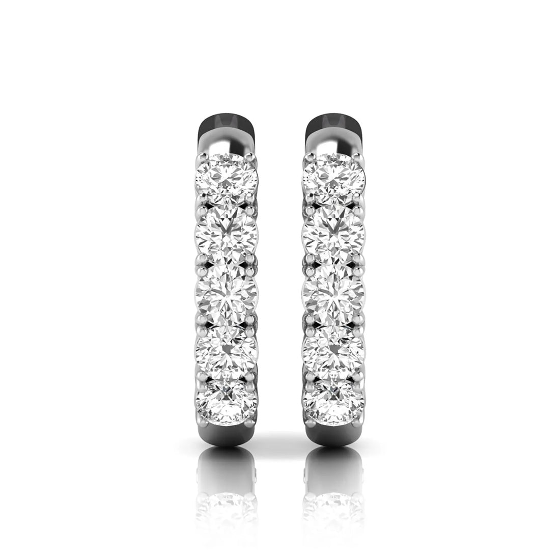 OctaPearl Round Prong Set Lab Grown Diamond Huggie Hoop Earrings