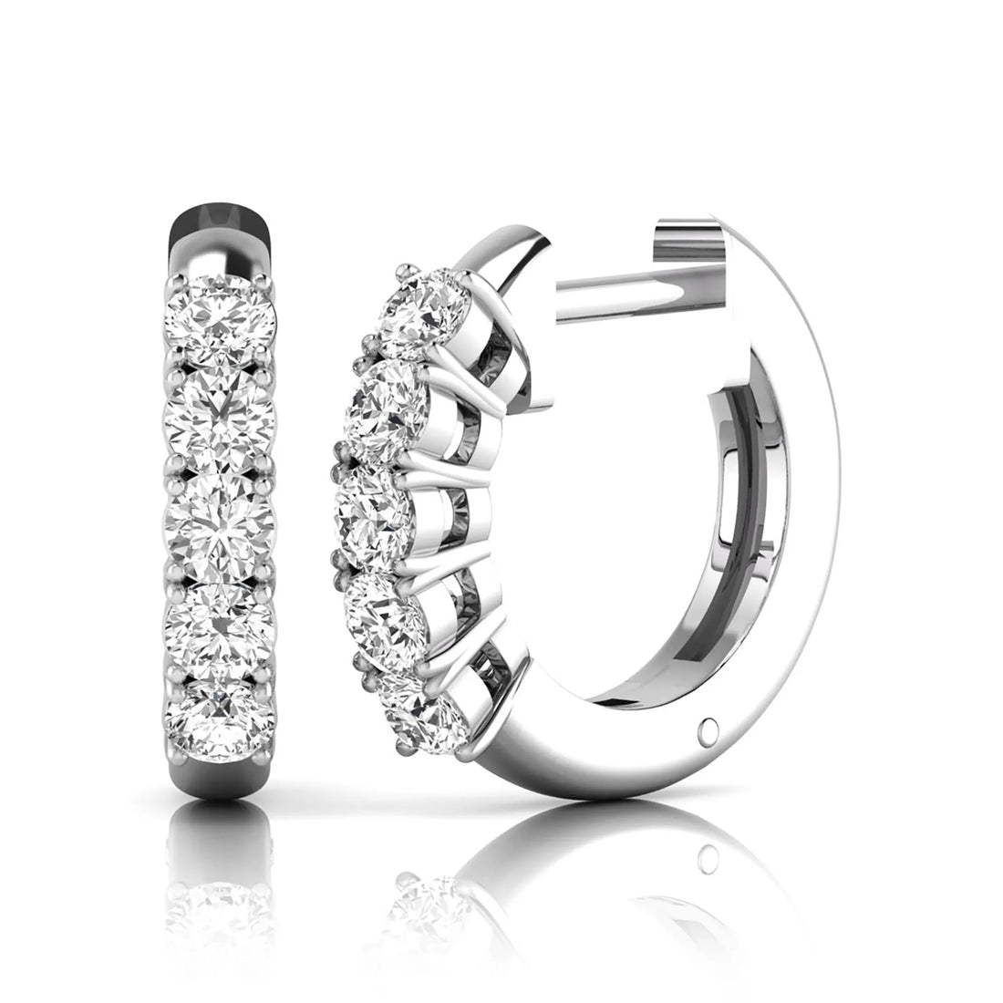 OctaPearl Round Prong Set Lab Grown Diamond Huggie Hoop Earrings