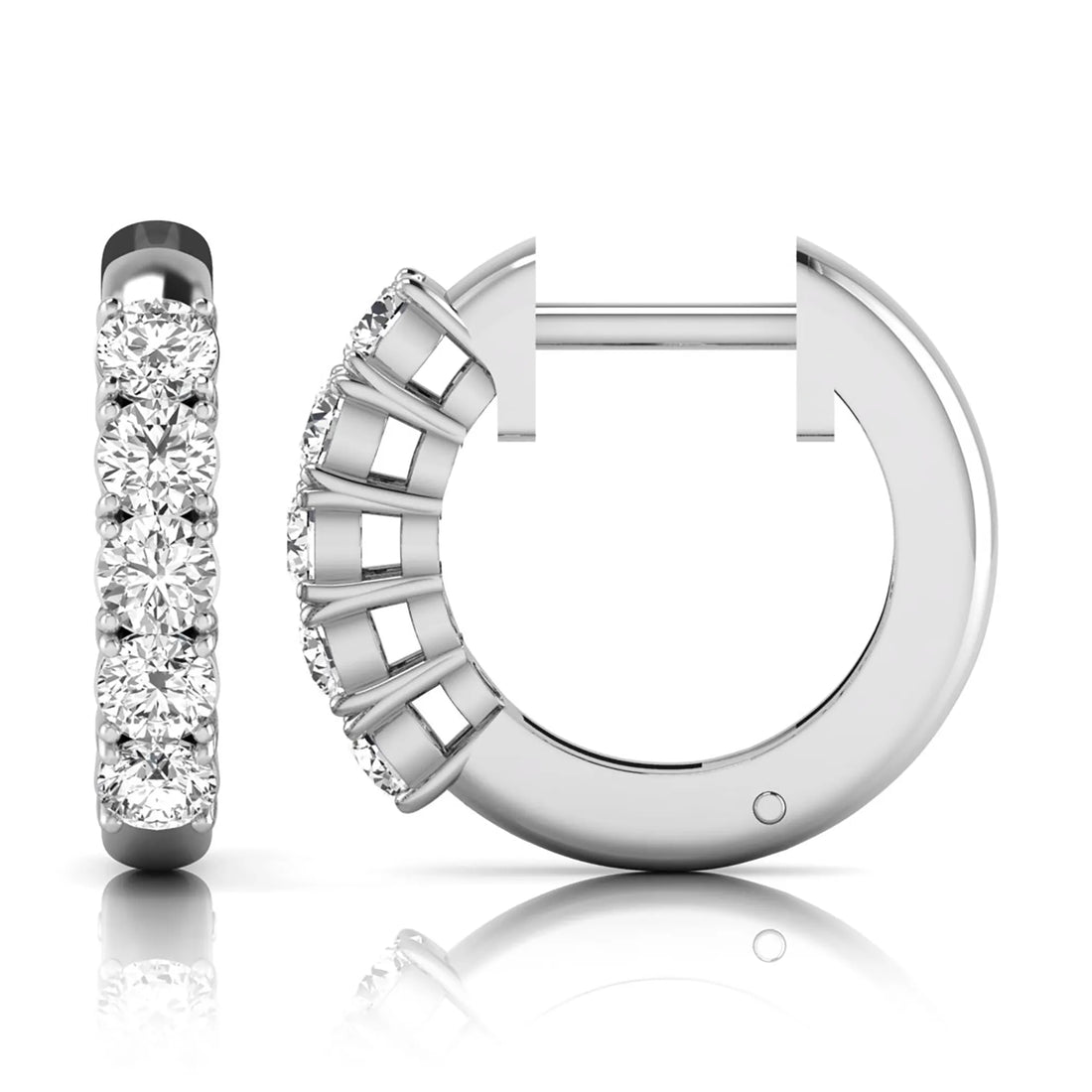 OctaPearl Round Prong Set Lab Grown Diamond Huggie Hoop Earrings