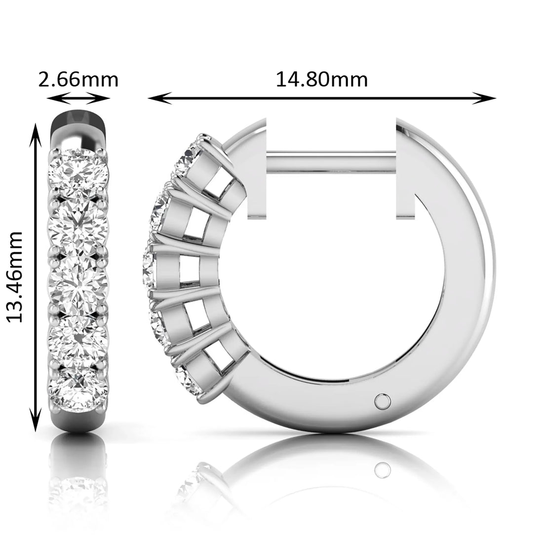 OctaPearl Round Prong Set Lab Grown Diamond Huggie Hoop Earrings