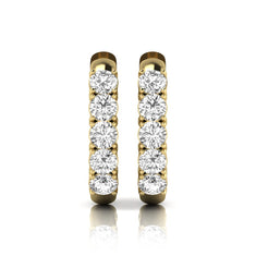 OctaPearl Round Prong Set Lab Grown Diamond Huggie Hoop Earrings - alternate view