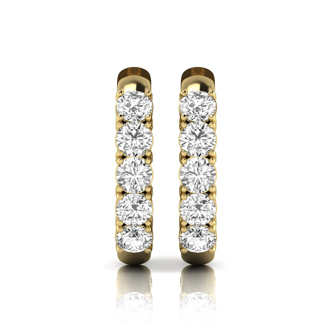 OctaPearl Round Prong Set Lab Grown Diamond Huggie Hoop Earrings