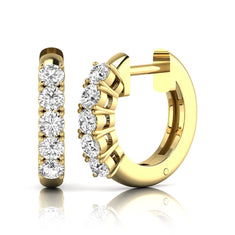 OctaPearl Round Prong Set Lab Grown Diamond Huggie Hoop Earrings