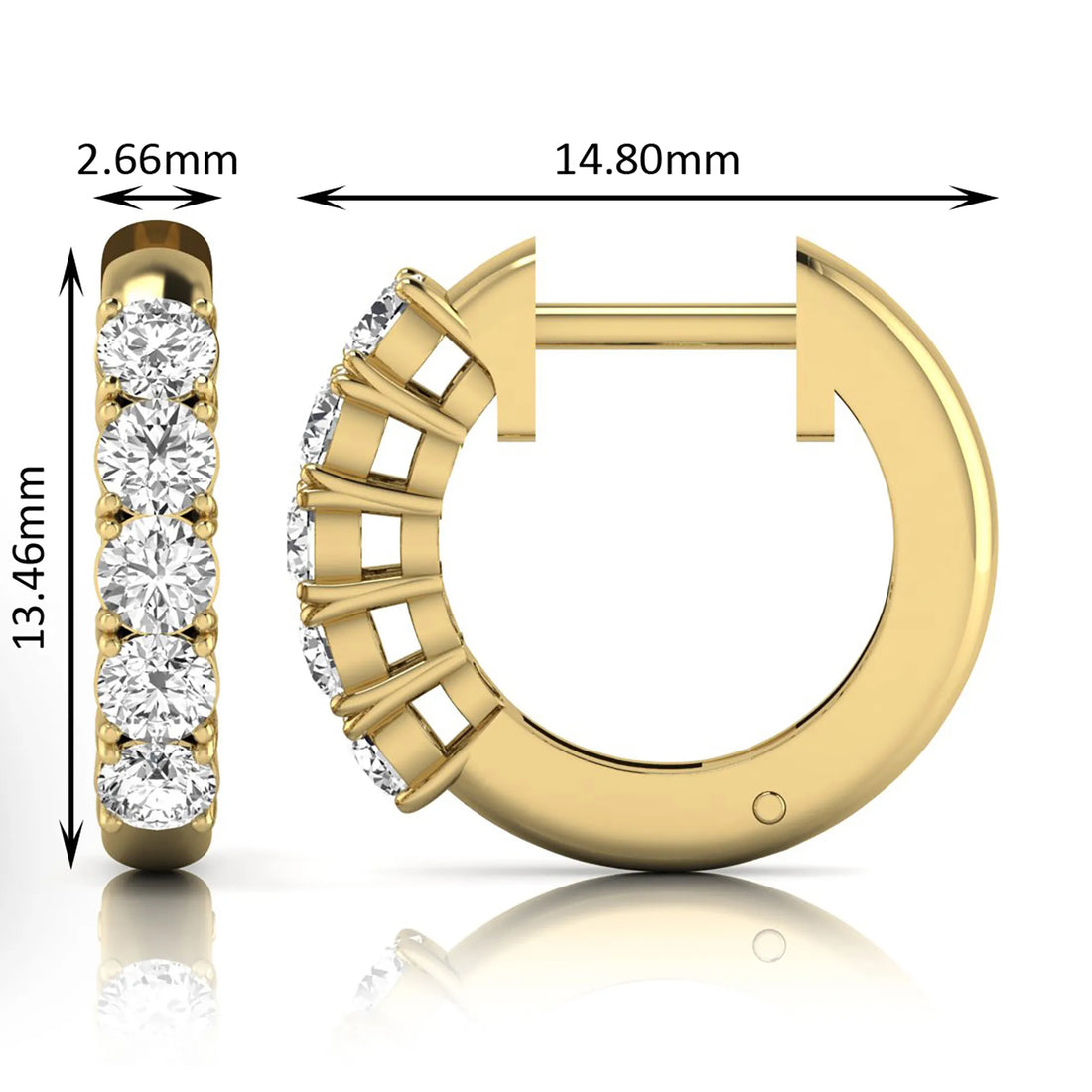 OctaPearl Round Prong Set Lab Grown Diamond Huggie Hoop Earrings