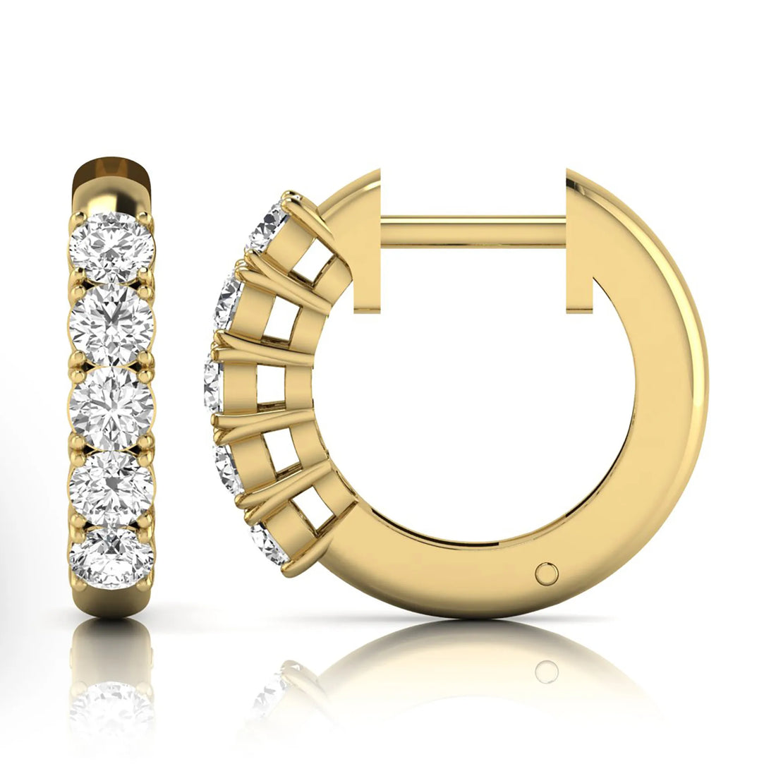 OctaPearl Round Prong Set Lab Grown Diamond Huggie Hoop Earrings