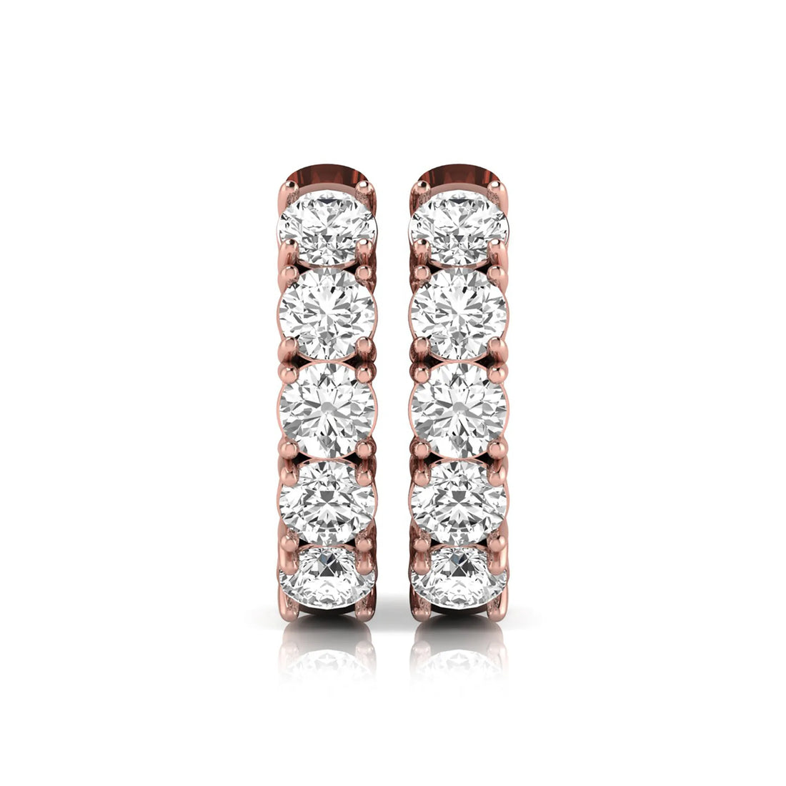 OctaPearl Round Prong Set Lab Grown Diamond Huggie Hoop Earrings