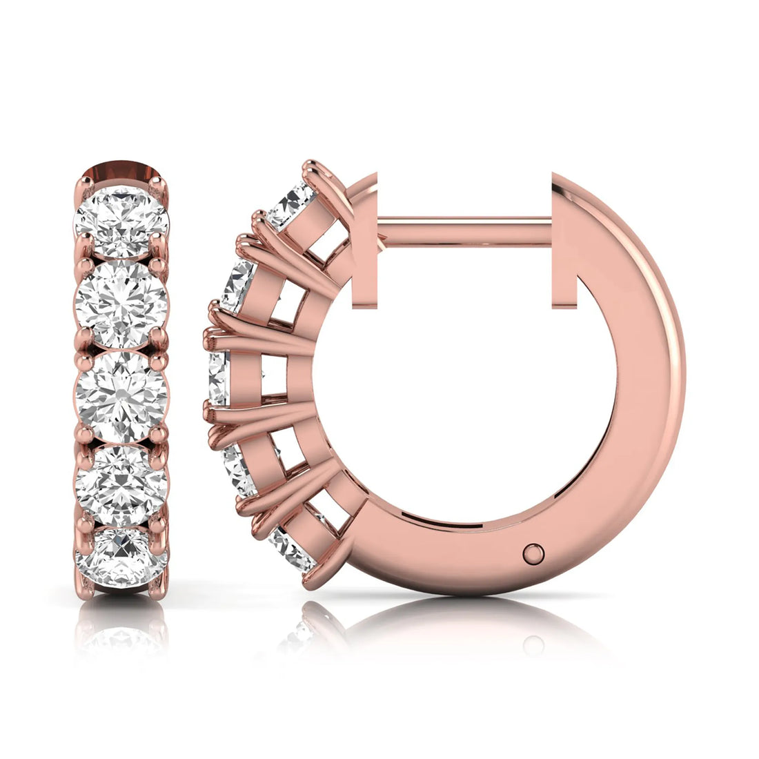 OctaPearl Round Prong Set Lab Grown Diamond Huggie Hoop Earrings