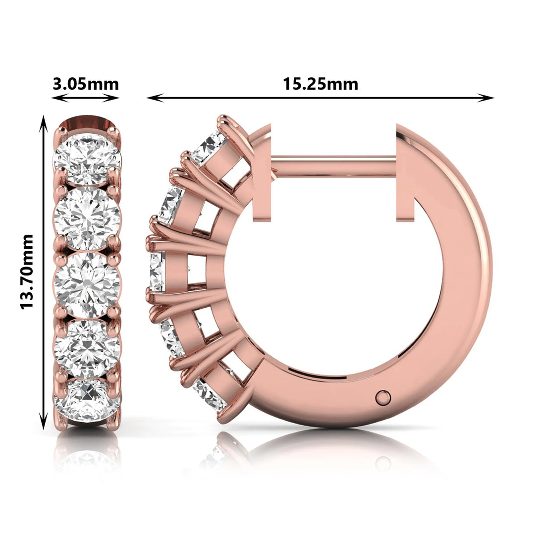 OctaPearl Round Prong Set Lab Grown Diamond Huggie Hoop Earrings