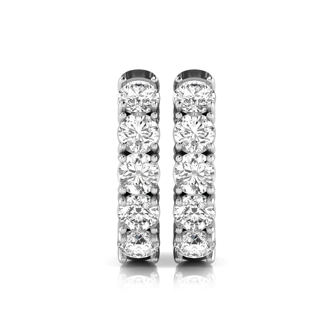 OctaPearl Round Prong Set Lab Grown Diamond Huggie Hoop Earrings