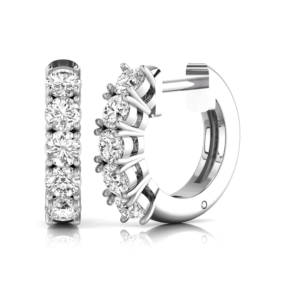 OctaPearl Round Prong Set Lab Grown Diamond Huggie Hoop Earrings