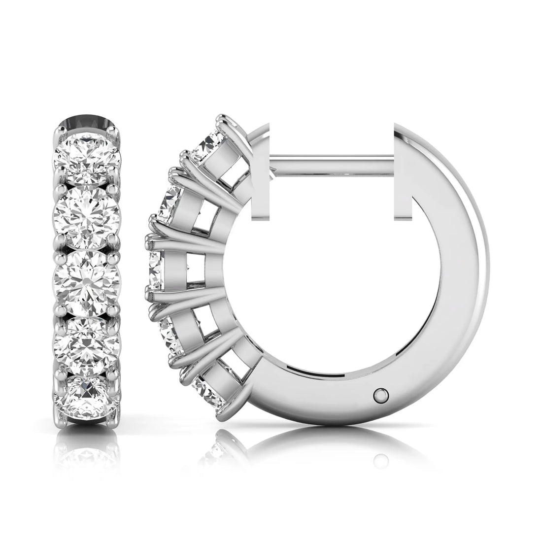 OctaPearl Round Prong Set Lab Grown Diamond Huggie Hoop Earrings