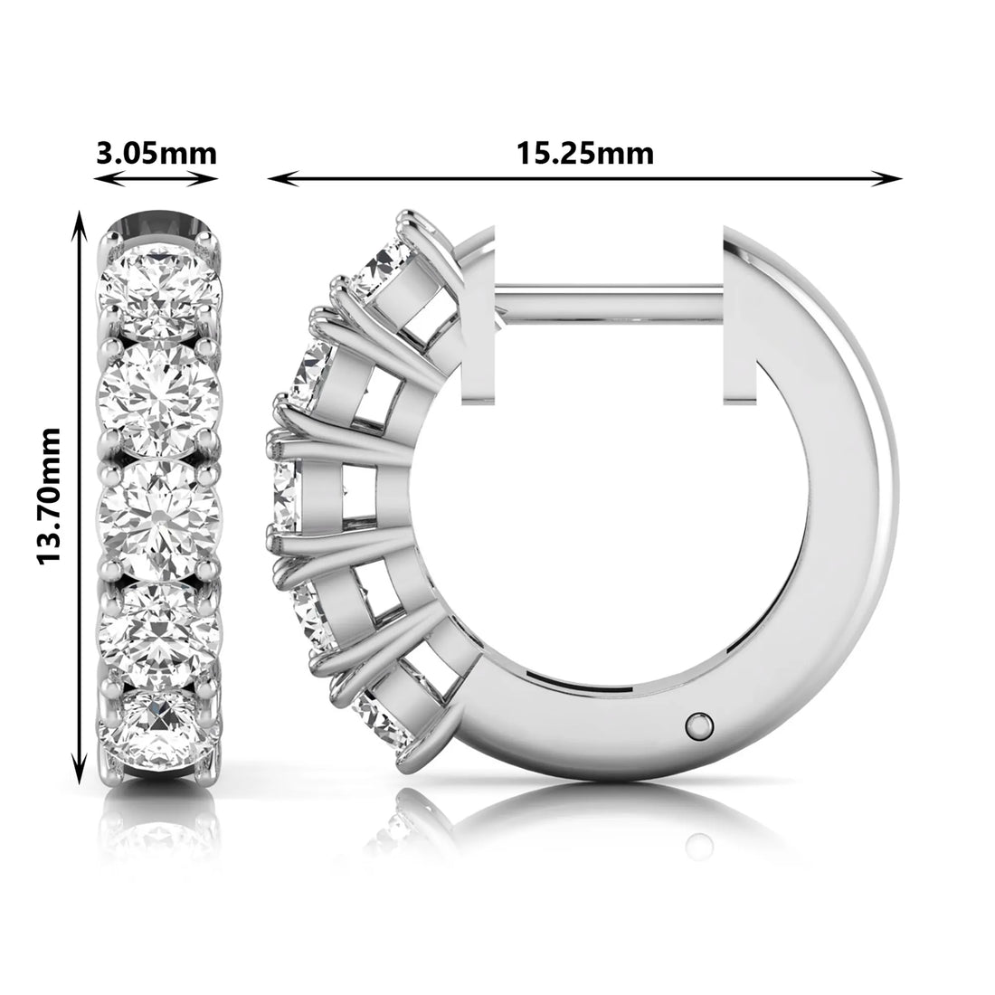 OctaPearl Round Prong Set Lab Grown Diamond Huggie Hoop Earrings