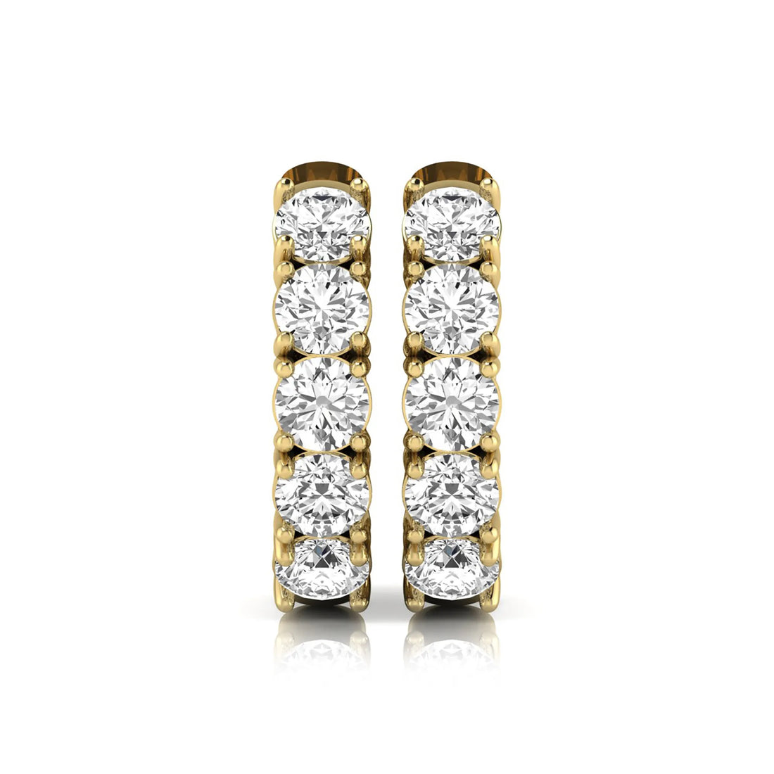OctaPearl Round Prong Set Lab Grown Diamond Huggie Hoop Earrings