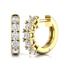OctaPearl Round Prong Set Lab Grown Diamond Huggie Hoop Earrings