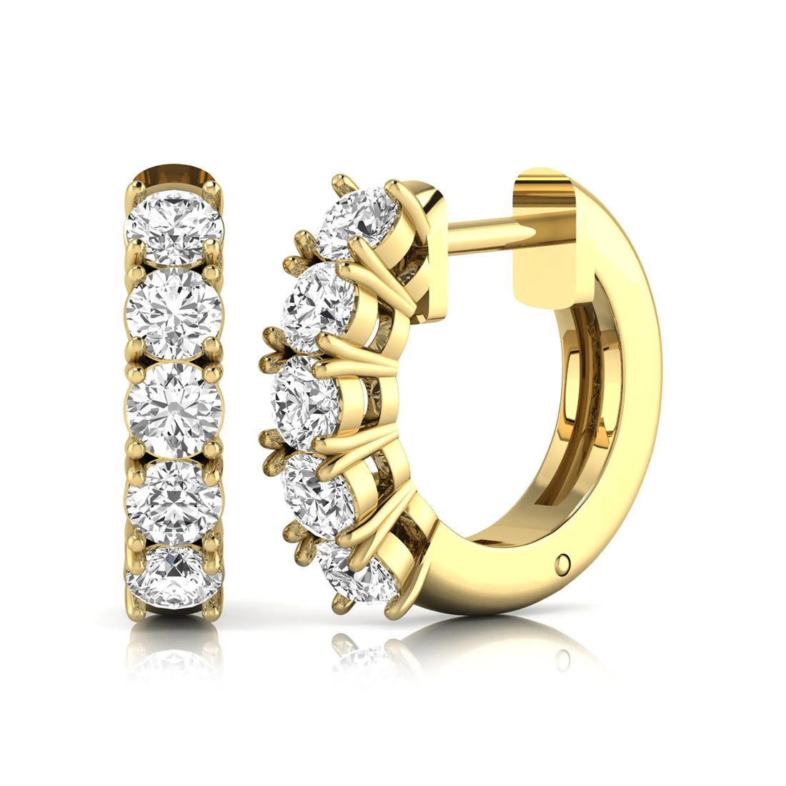 OctaPearl Round Prong Set Lab Grown Diamond Huggie Hoop Earrings
