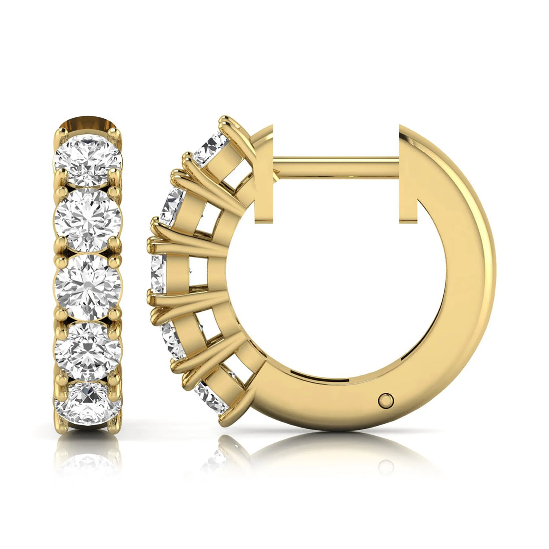 OctaPearl Round Prong Set Lab Grown Diamond Huggie Hoop Earrings