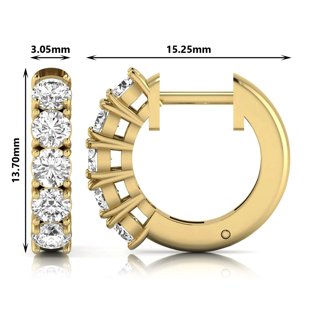 OctaPearl Round Prong Set Lab Grown Diamond Huggie Hoop Earrings