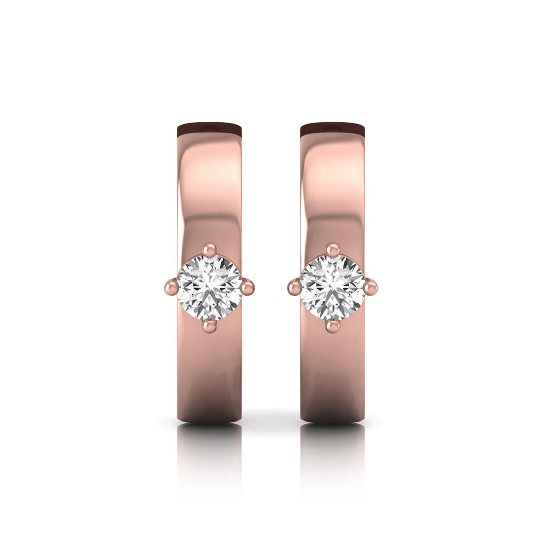 OctaPearl Round Prong Set Lab Grown Diamond Huggie Hoop Earrings