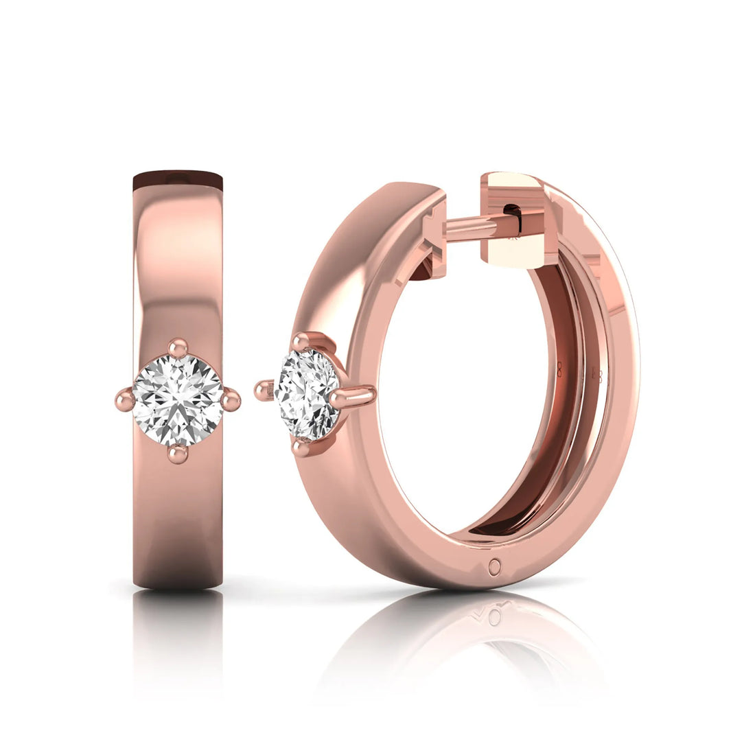 OctaPearl Round Prong Set Lab Grown Diamond Huggie Hoop Earrings