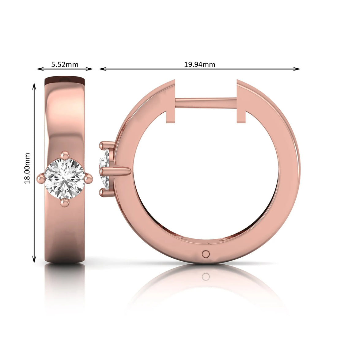 OctaPearl Round Prong Set Lab Grown Diamond Huggie Hoop Earrings