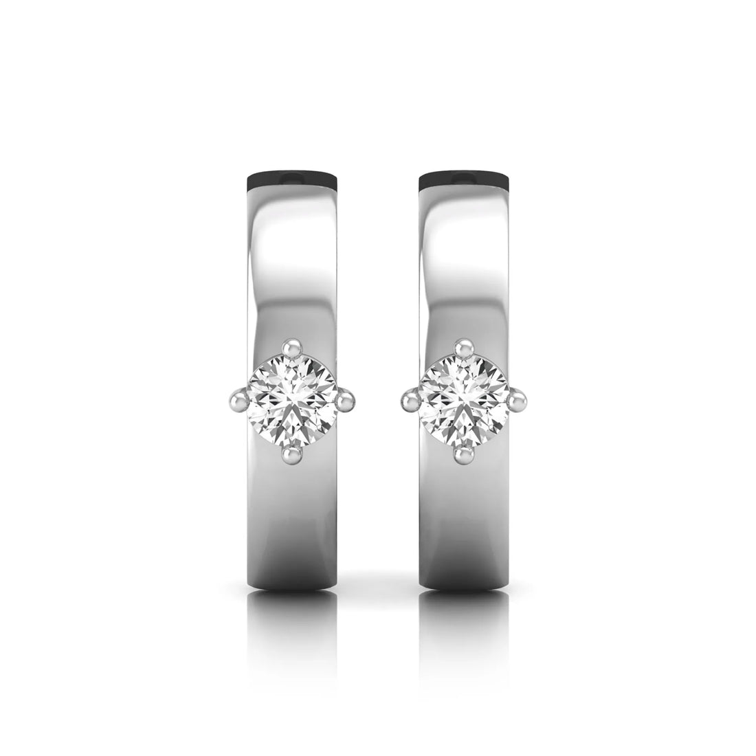 OctaPearl Round Prong Set Lab Grown Diamond Huggie Hoop Earrings