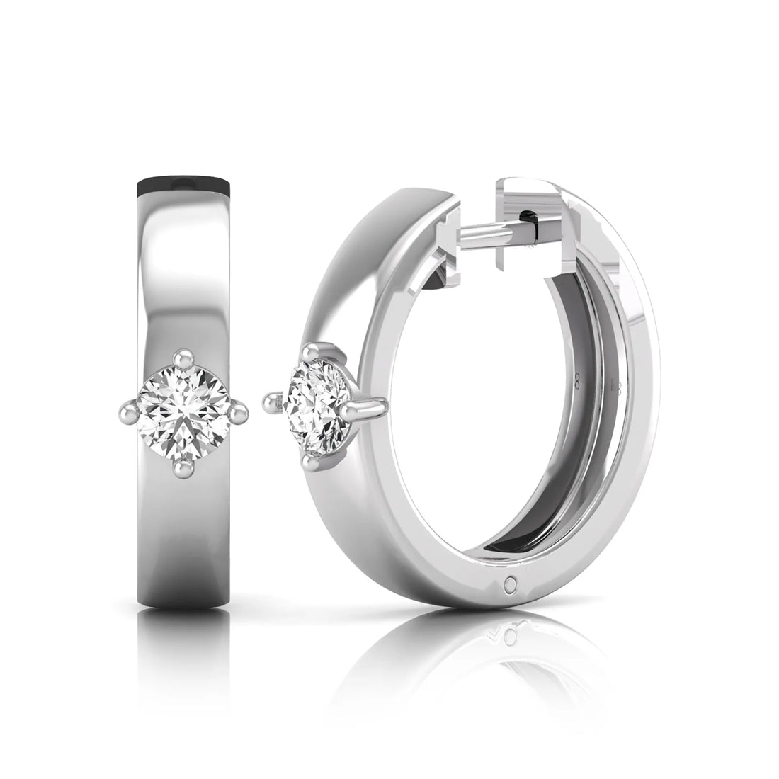 OctaPearl Round Prong Set Lab Grown Diamond Huggie Hoop Earrings