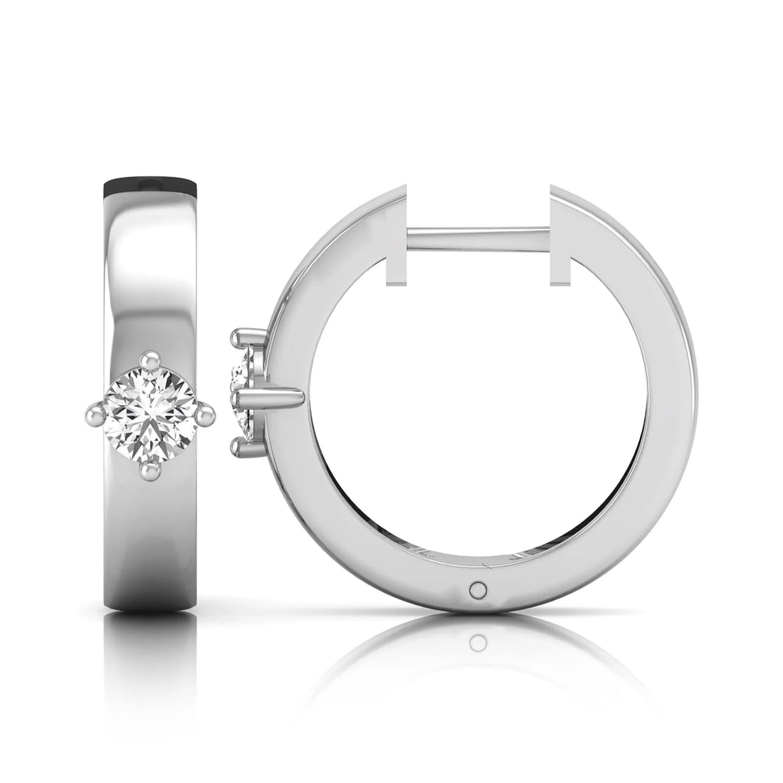 OctaPearl Round Prong Set Lab Grown Diamond Huggie Hoop Earrings