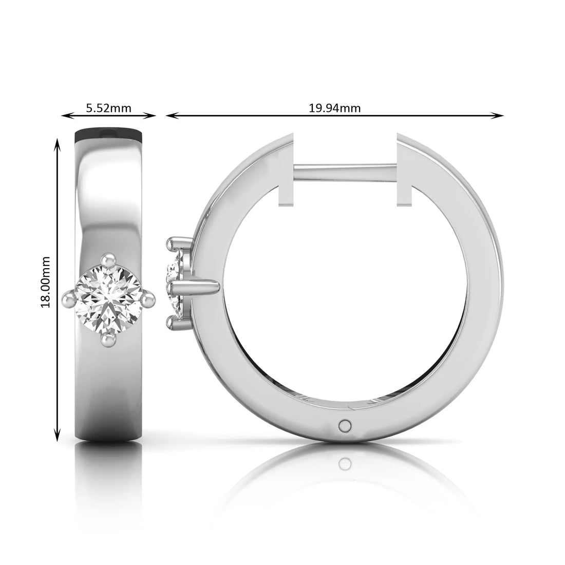OctaPearl Round Prong Set Lab Grown Diamond Huggie Hoop Earrings