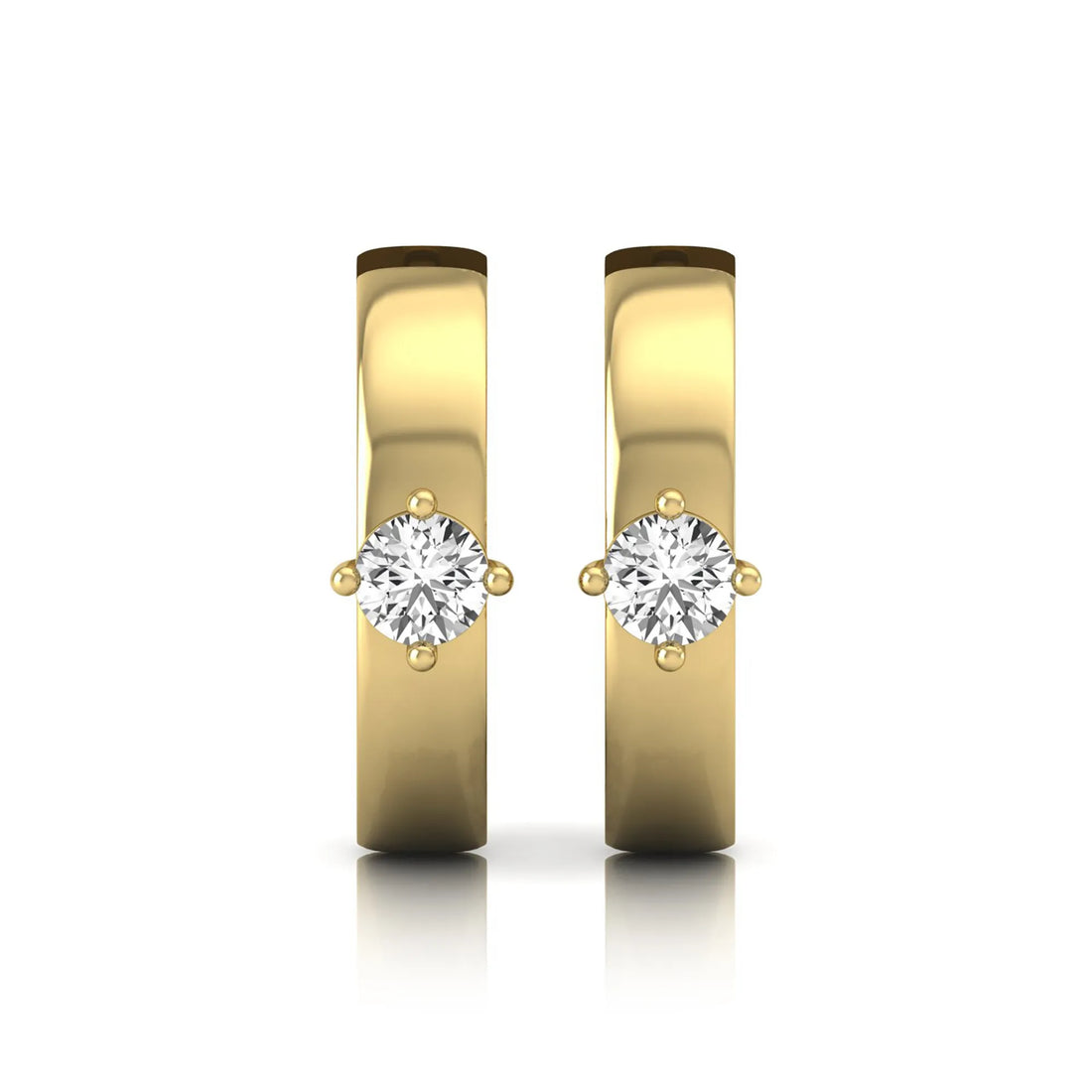 OctaPearl Round Prong Set Lab Grown Diamond Huggie Hoop Earrings