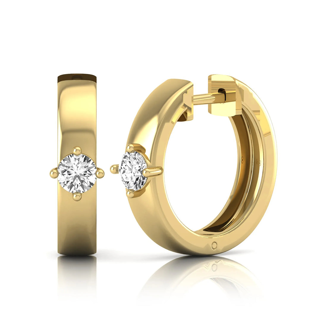 OctaPearl Round Prong Set Lab Grown Diamond Huggie Hoop Earrings