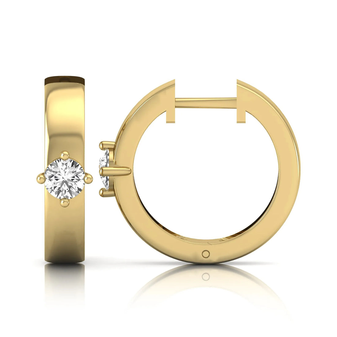 OctaPearl Round Prong Set Lab Grown Diamond Huggie Hoop Earrings