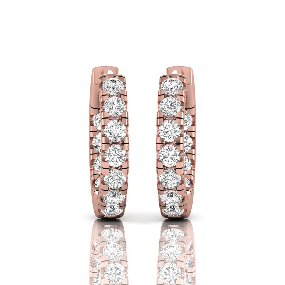 OctaPearl Round Prong Set Lab Grown Diamond Huggie Hoop Earrings