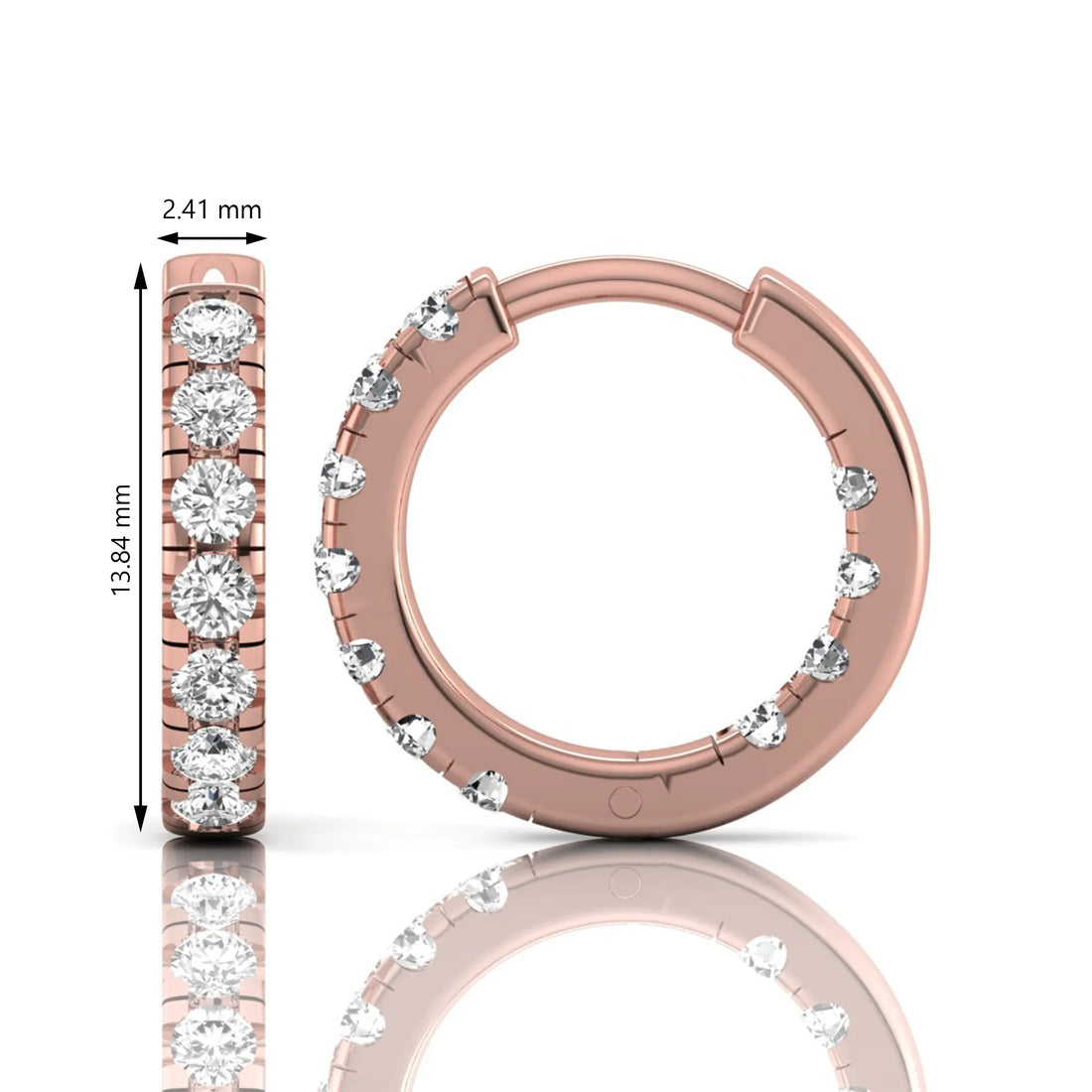 OctaPearl Round Prong Set Lab Grown Diamond Huggie Hoop Earrings