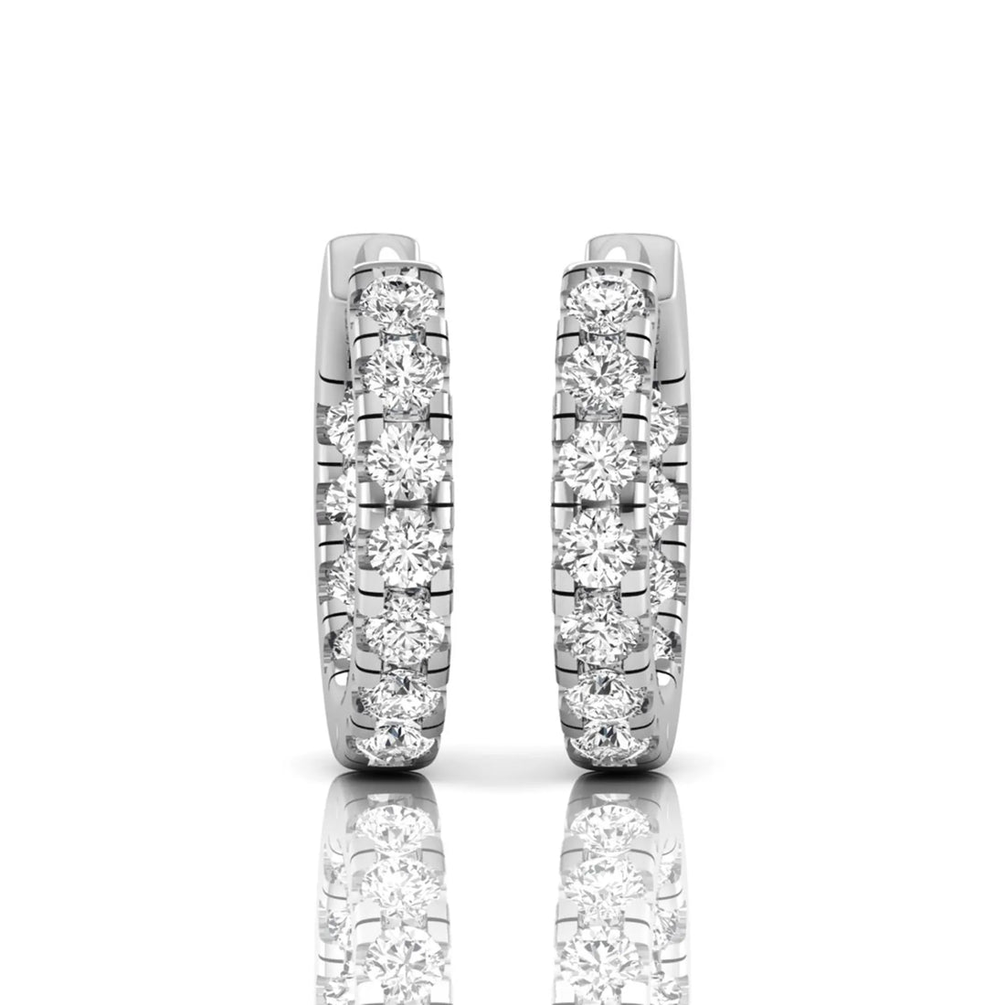 OctaPearl Round Prong Set Lab Grown Diamond Huggie Hoop Earrings