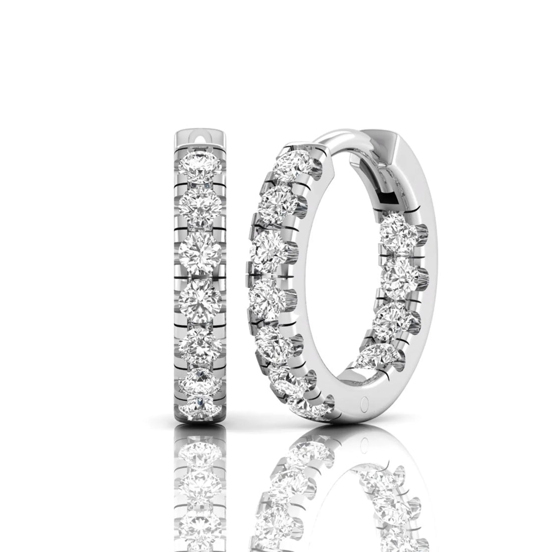 OctaPearl Round Prong Set Lab Grown Diamond Huggie Hoop Earrings