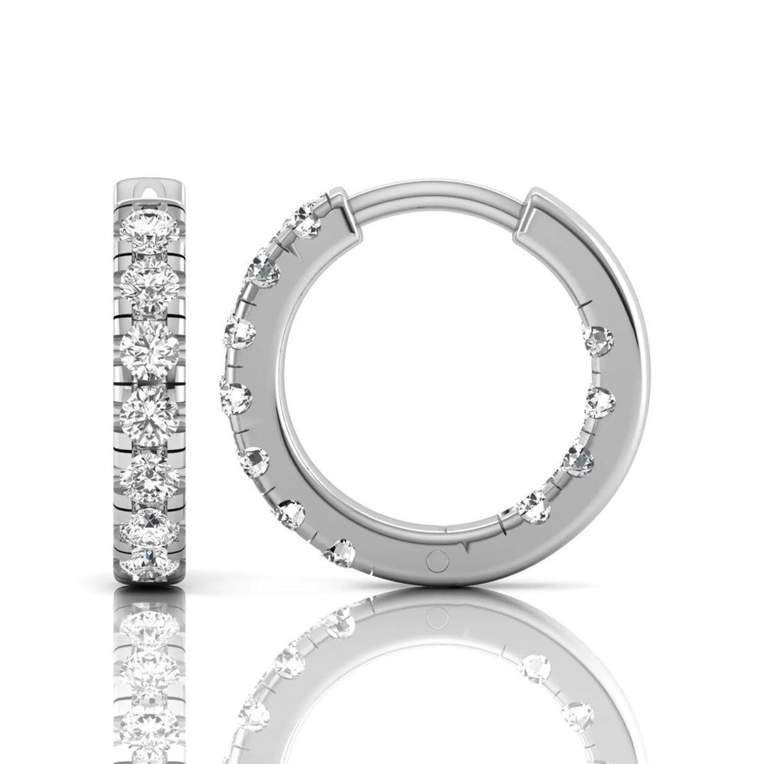 OctaPearl Round Prong Set Lab Grown Diamond Huggie Hoop Earrings