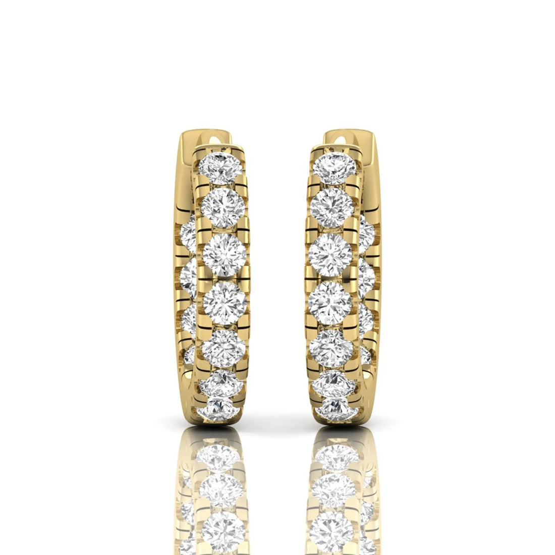 OctaPearl Round Prong Set Lab Grown Diamond Huggie Hoop Earrings