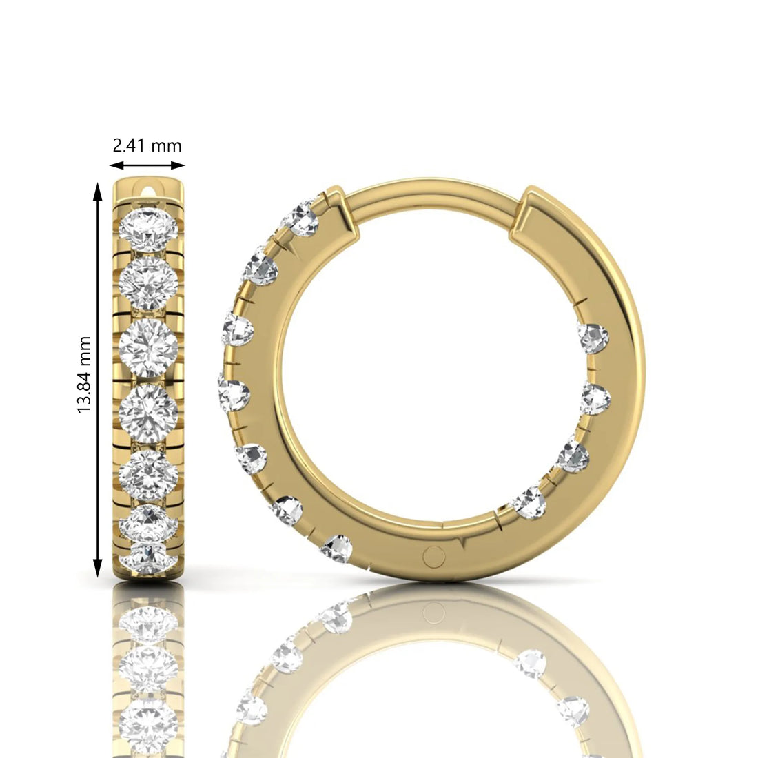 OctaPearl Round Prong Set Lab Grown Diamond Huggie Hoop Earrings