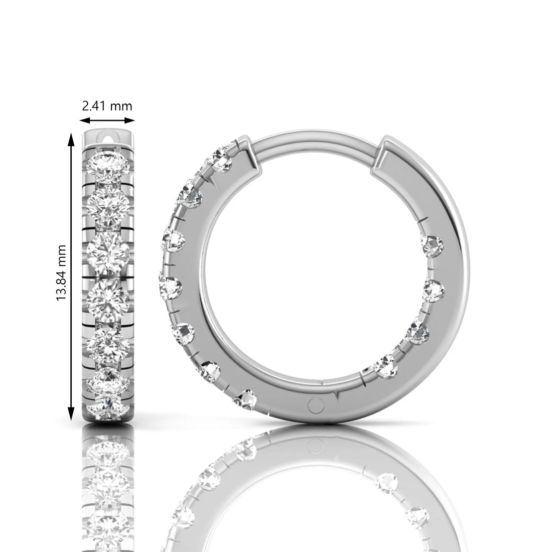 OctaPearl Round Prong Set Lab Grown Diamond Huggie Hoop Earrings