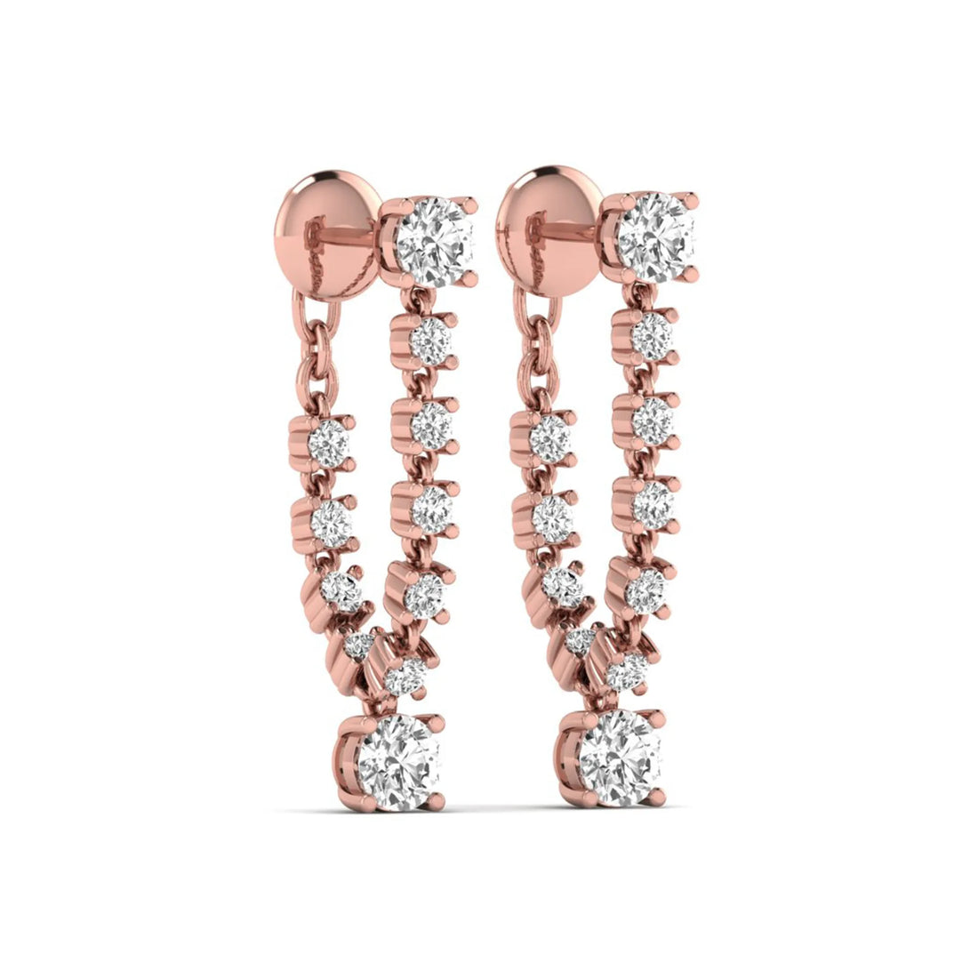 OctaPearl Round Prong Set Lab Grown Diamond Linear Drop Earrings