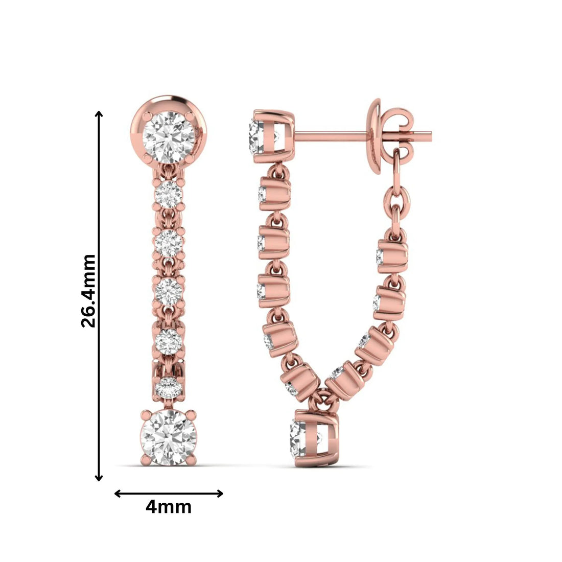OctaPearl Round Prong Set Lab Grown Diamond Linear Drop Earrings