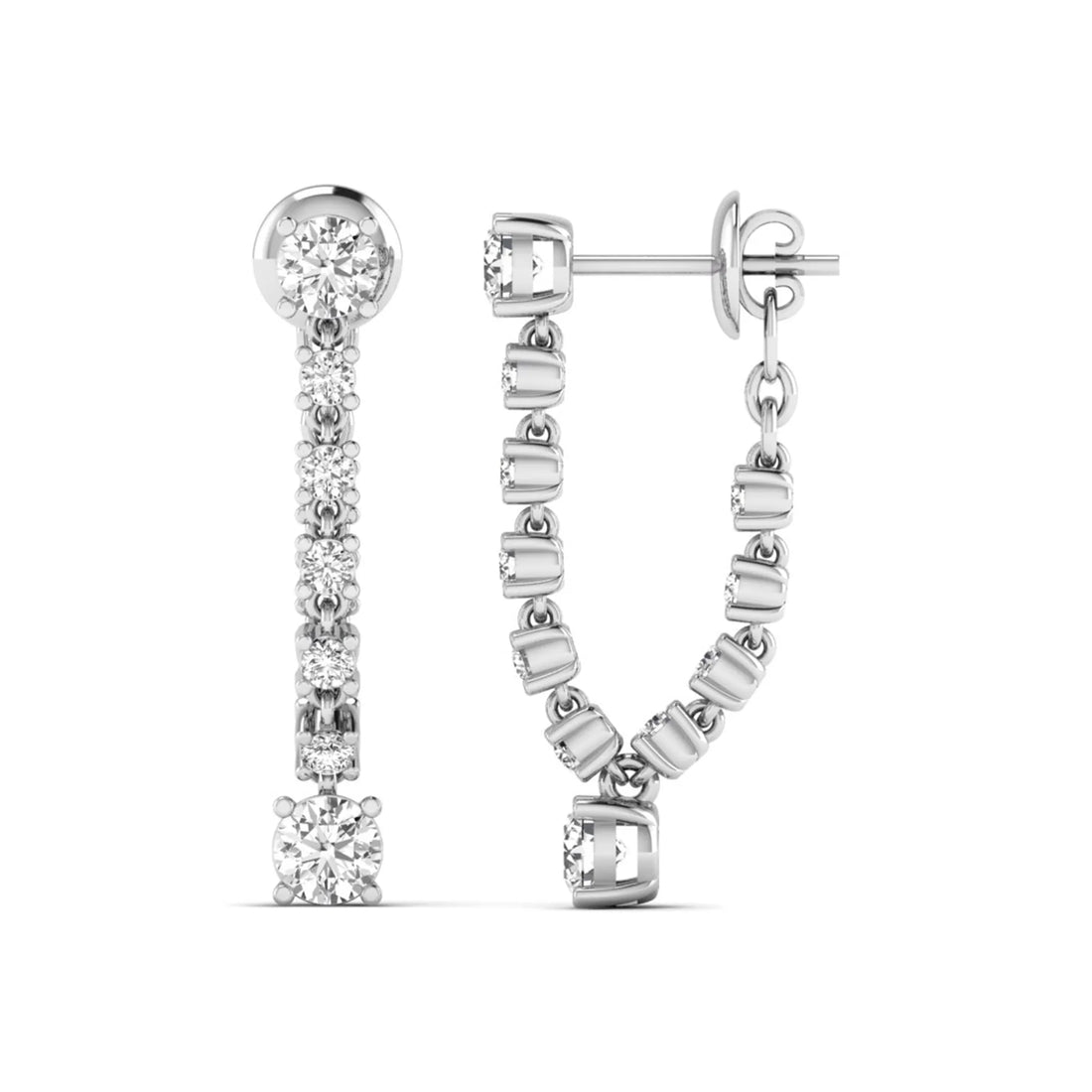 OctaPearl Round Prong Set Lab Grown Diamond Linear Drop Earrings