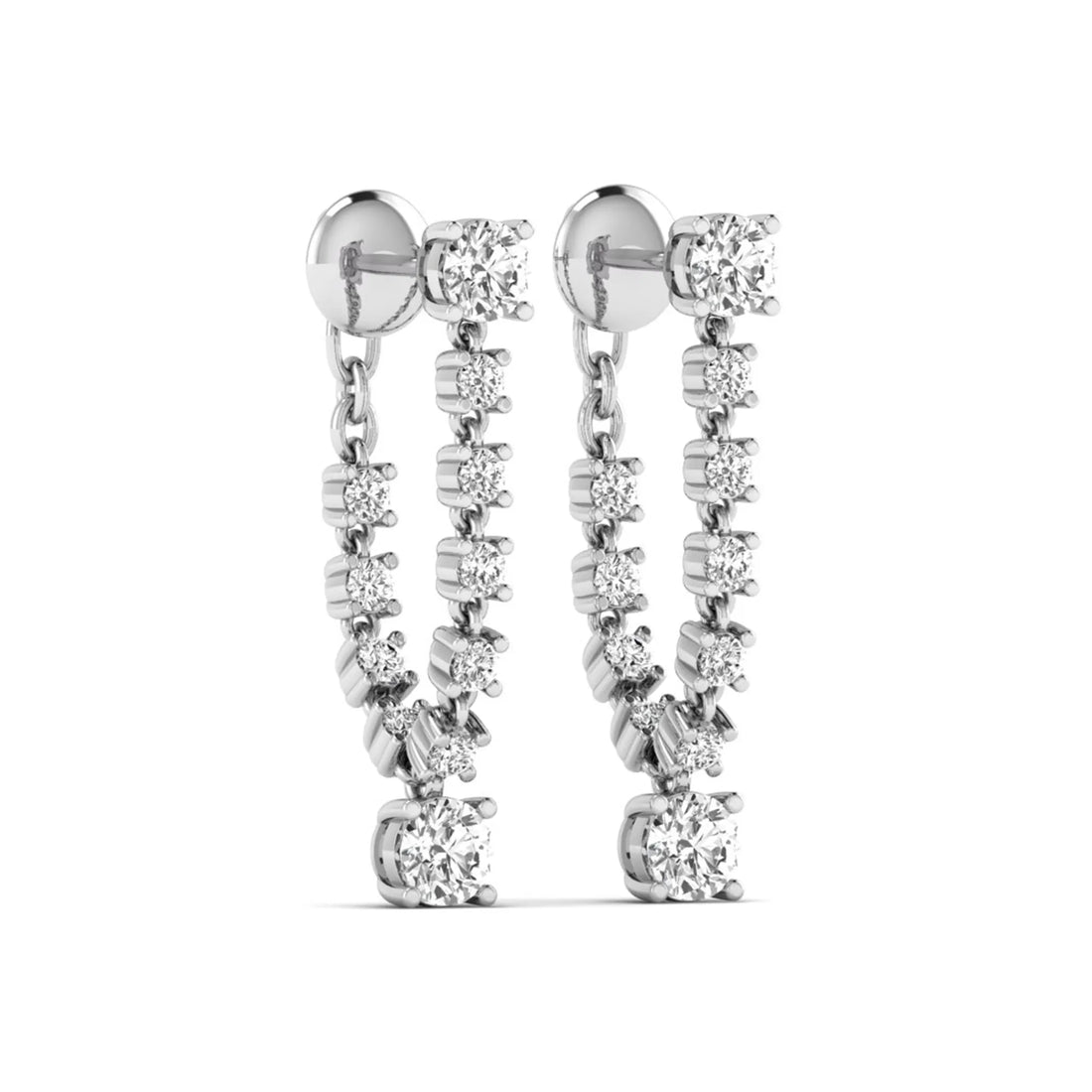 OctaPearl Round Prong Set Lab Grown Diamond Linear Drop Earrings